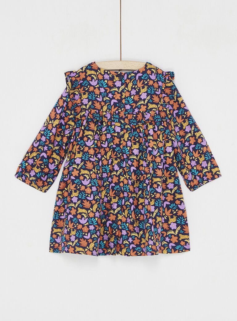 Robe manches longues imprimée orange pour bébé fille