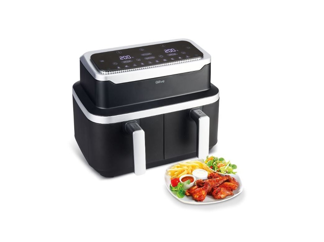 FRITADEIRA SEM ÓLEO AIRFRYER QILIVE Q.5921 DUPLO CESTO 8.4L