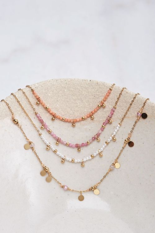 Vintage ketting met oranje kralen & bolletjes