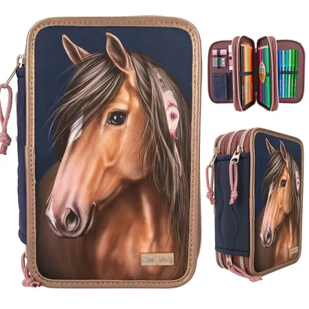 Depesche Miss Melody 3-Fach Federtasche Mit Stepp NIGHT HORSES