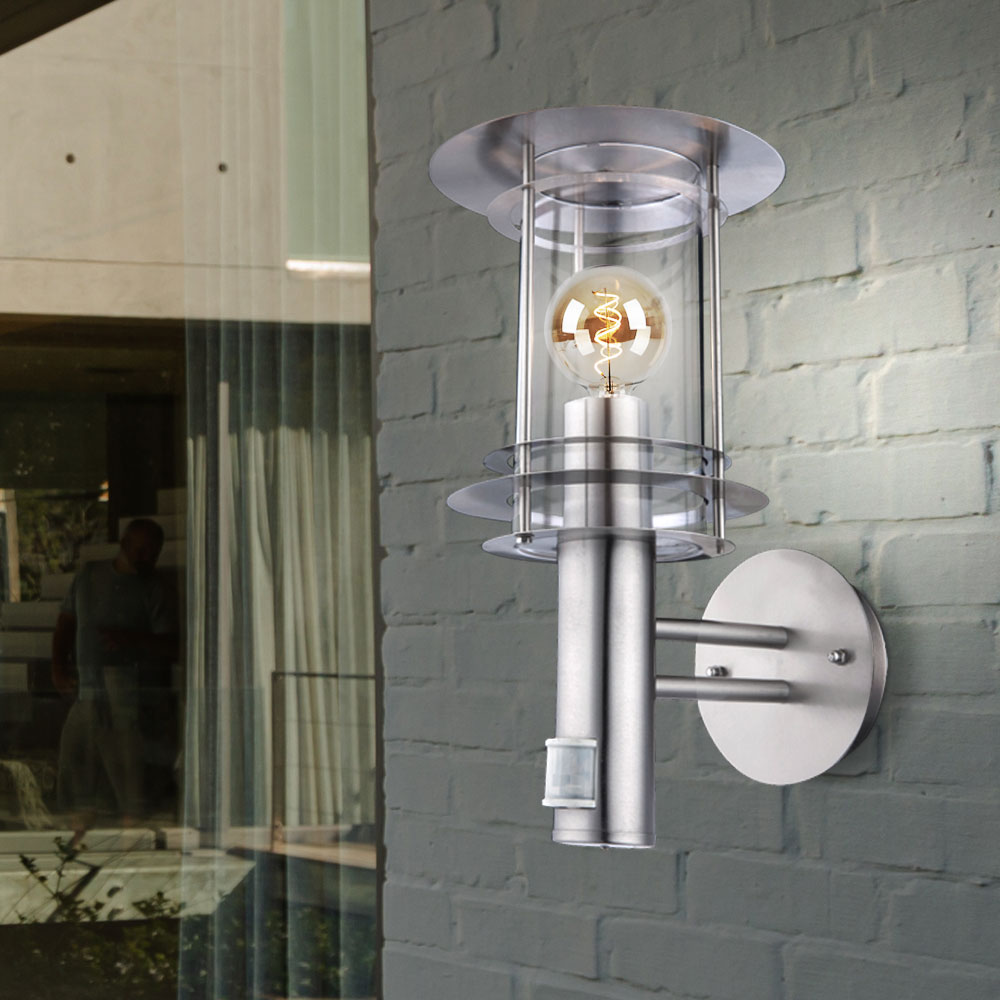 LED Wandlampe, Edelstahl, Bewegungsmelder, H 36 cm