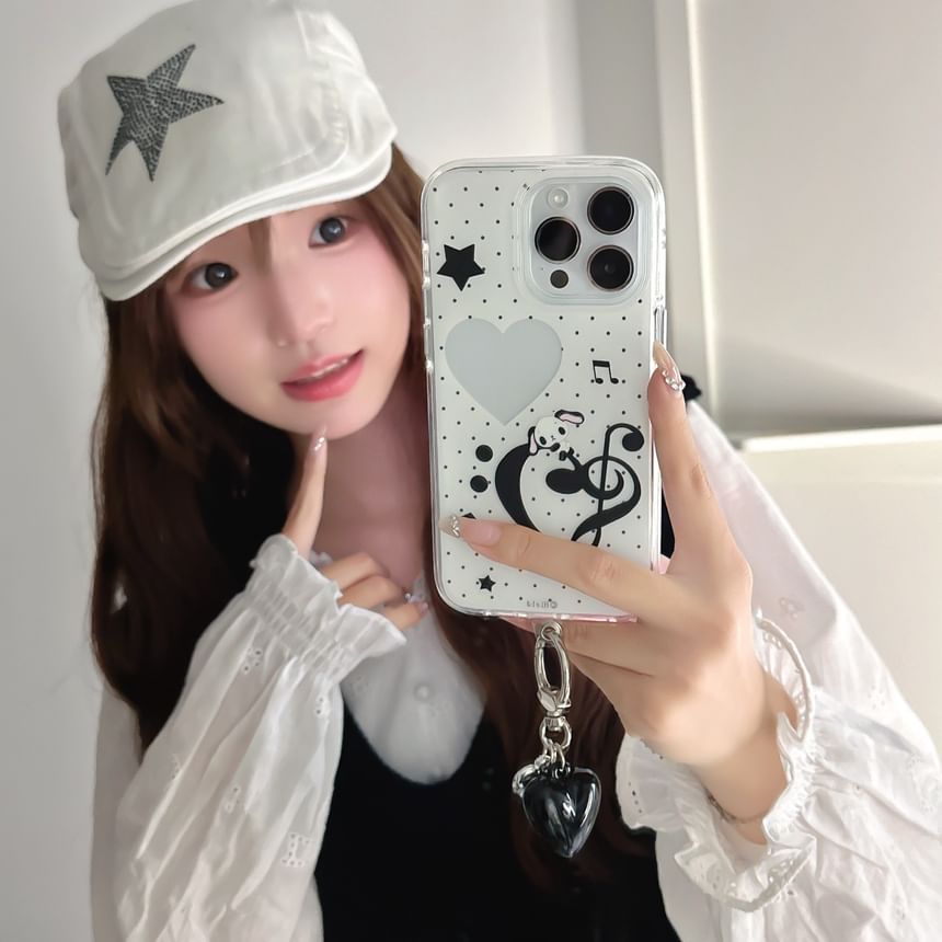 Pixel Dream - Muzieknoot Gestippelde Telefoonhoes / Charm / Set - Apple iPhone 16 Pro Max / 16 Pro / 16 Plus / 16 / 15 Pro Max / 15 Pro / 15 Plus / 15 / 14 Pro Max / 14 Pro / 14 Plus / 14 / SE / 13 Pro Max / 13 Pro / 13