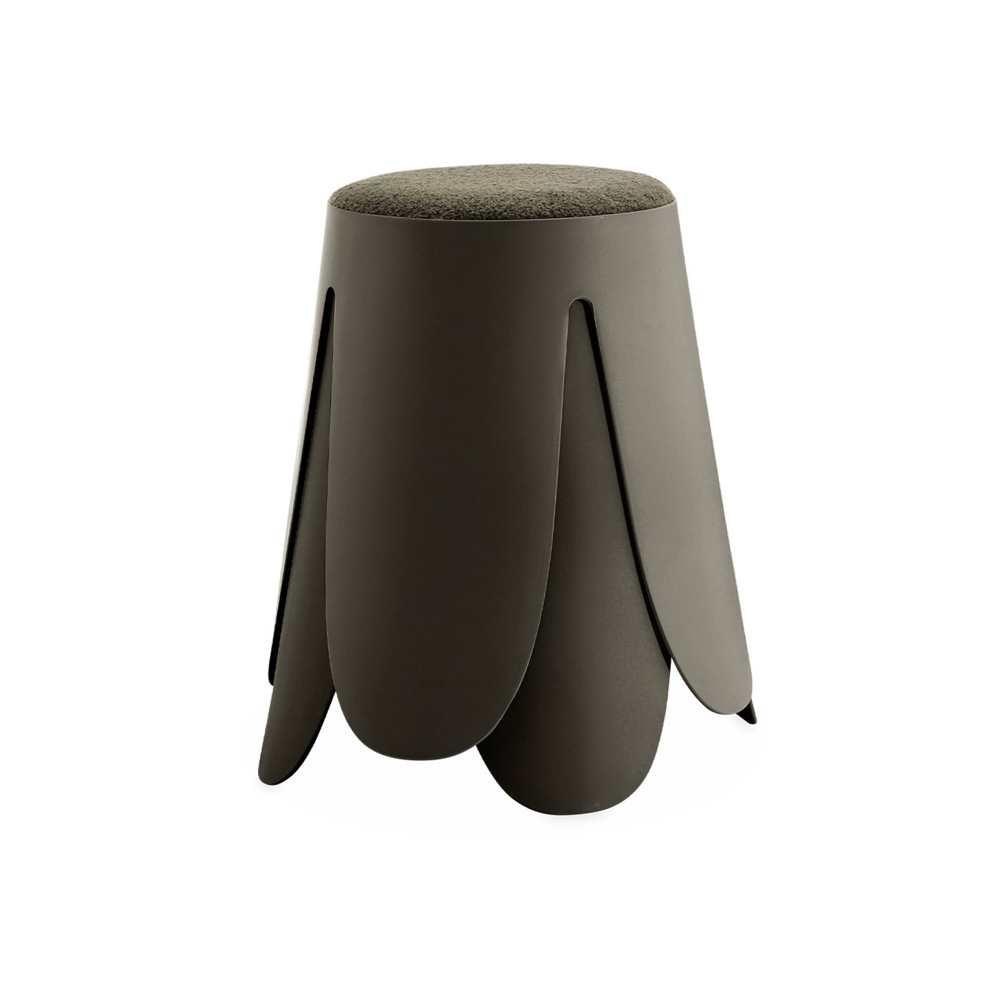 Set de 2 tabourets empilables vert foncé . Bouclette texturée. Niki. Ø30 / 44 x h46cm