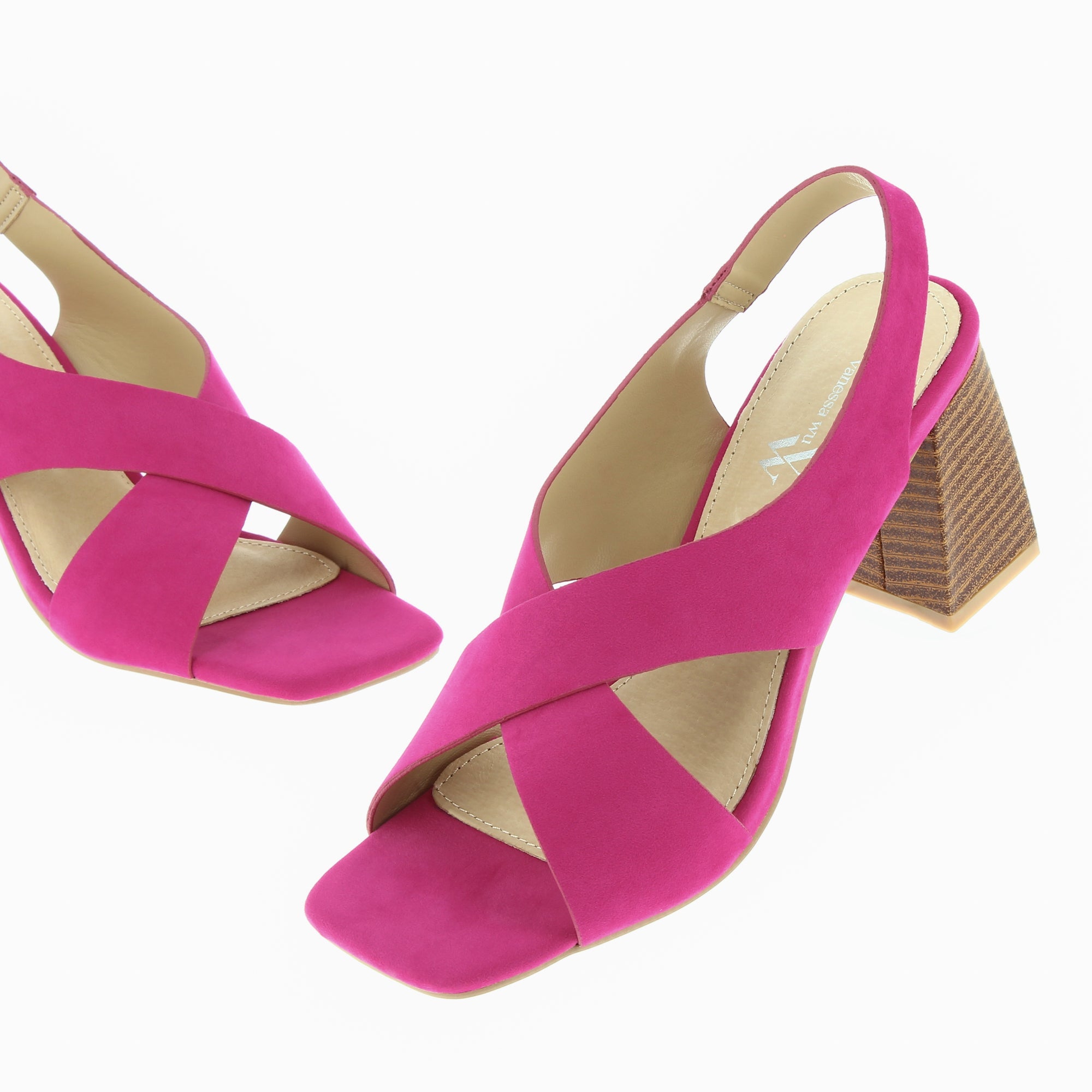 Sandales à talon, Compensées-Sandales Dakota fuchsia à brides croisées et talon haut