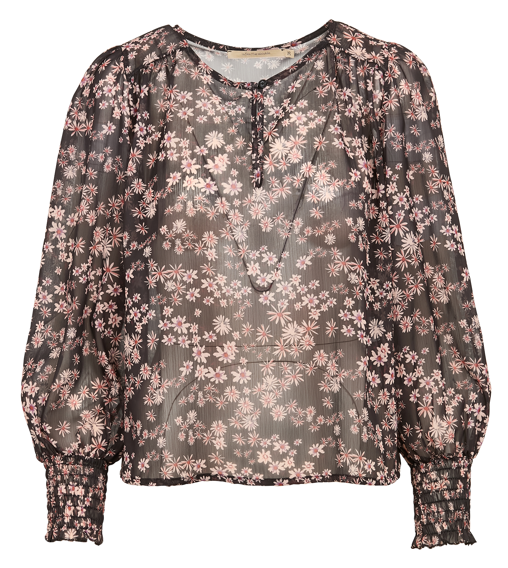 Top ample manches longues imprimé| Noir