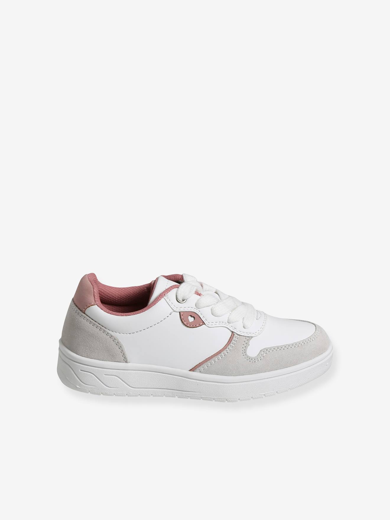 Tênis de amarrar com zíper, para meninas, branco claro liso com estampas.