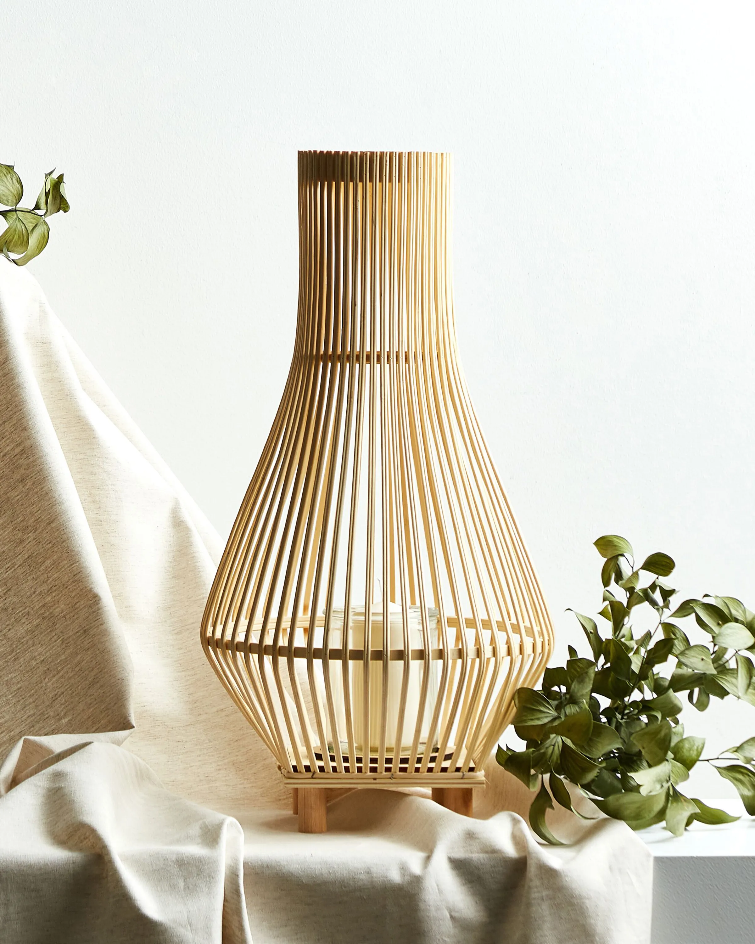 Lantaarn LEYTE Wilgenhout 58 cm Lichtbruin