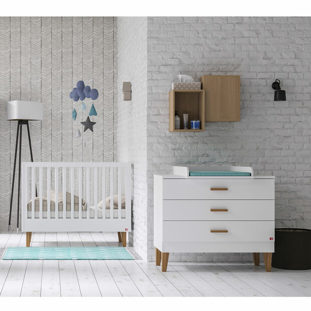 Chambre DUO Lit 70x140 Commode LOUNGE Blanc - VOX