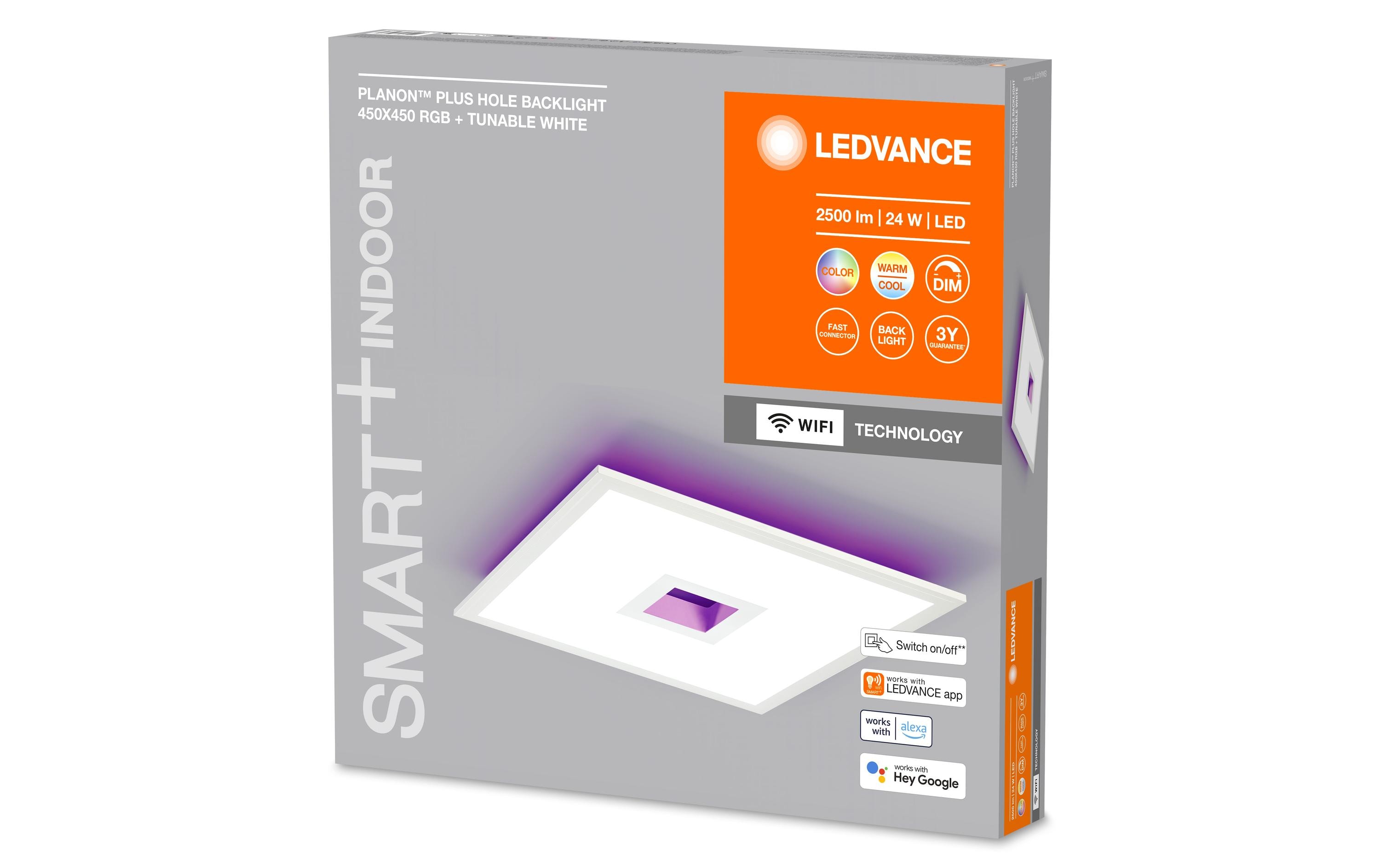LED-Panel Smart+ Planon Plus Hole, 45 x 45 cm, RGBW, Weiss<br>LED Panelleuchte