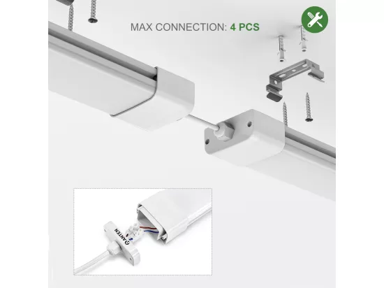 Anten Neon LED 150CM,45W 4950lm Blanc Neutre 4000K Tube LED, Reglette LED,IP65 Imperméable Luminaire Plafonnier pour Atelier, Sous Sol, Bureau, Hobby