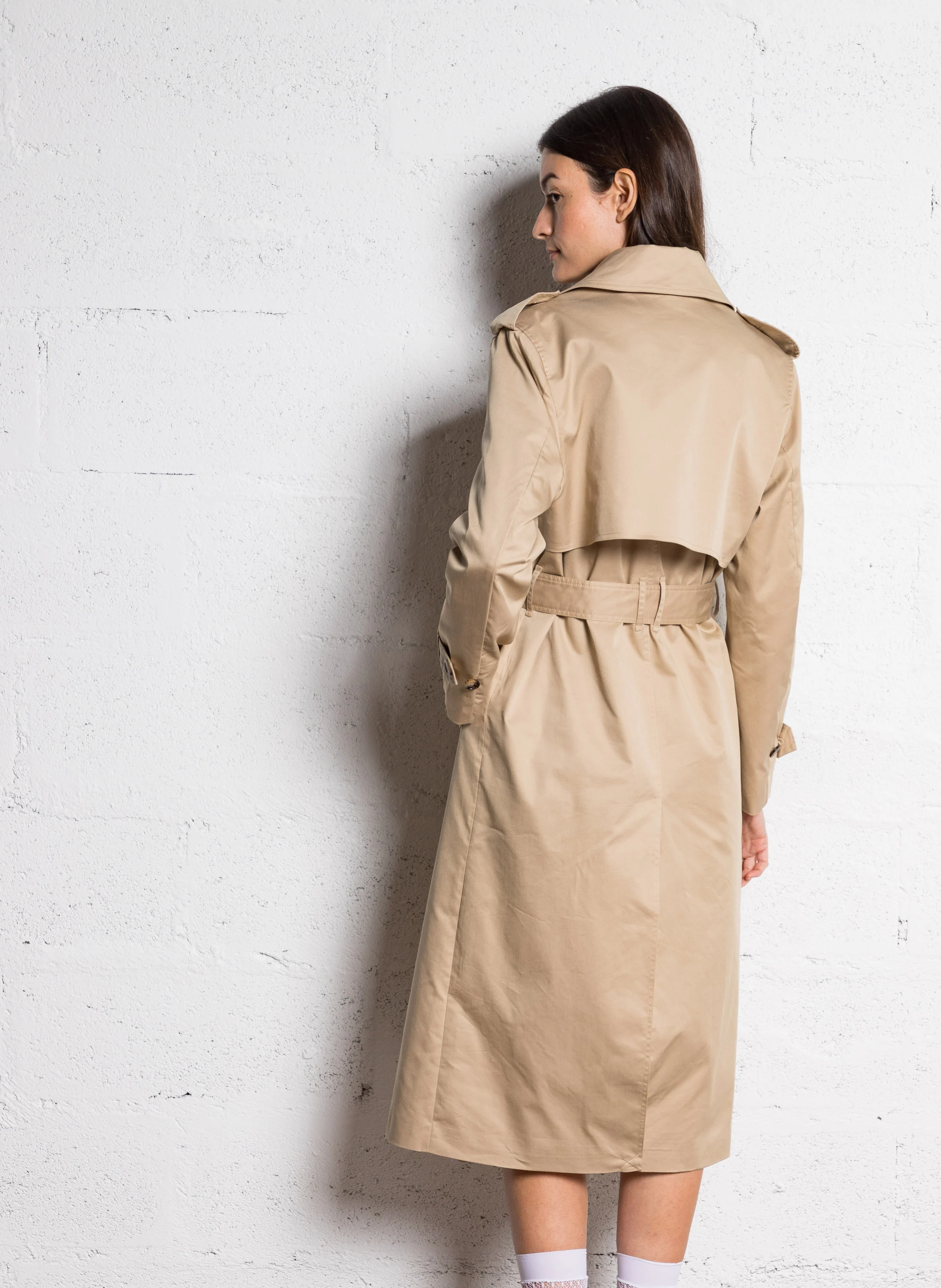 VEKNA - Trench ample col à revers en coton mélangé | Beige