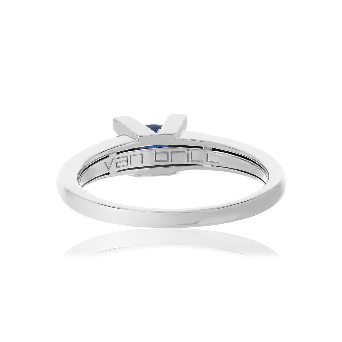 Bague VAN BRILL or blanc 750, saphir, diamant.