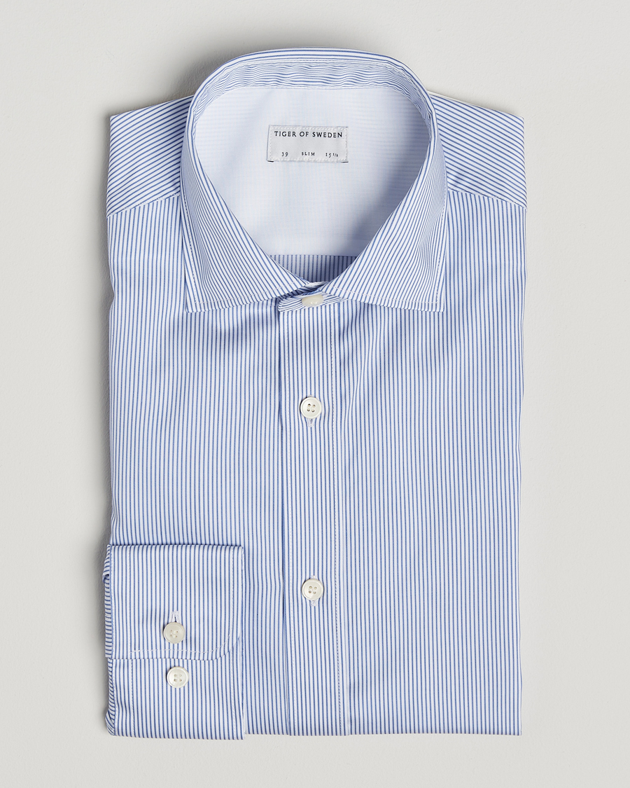 Tiger of Sweden Adley Cotton Striped Shirt Blue