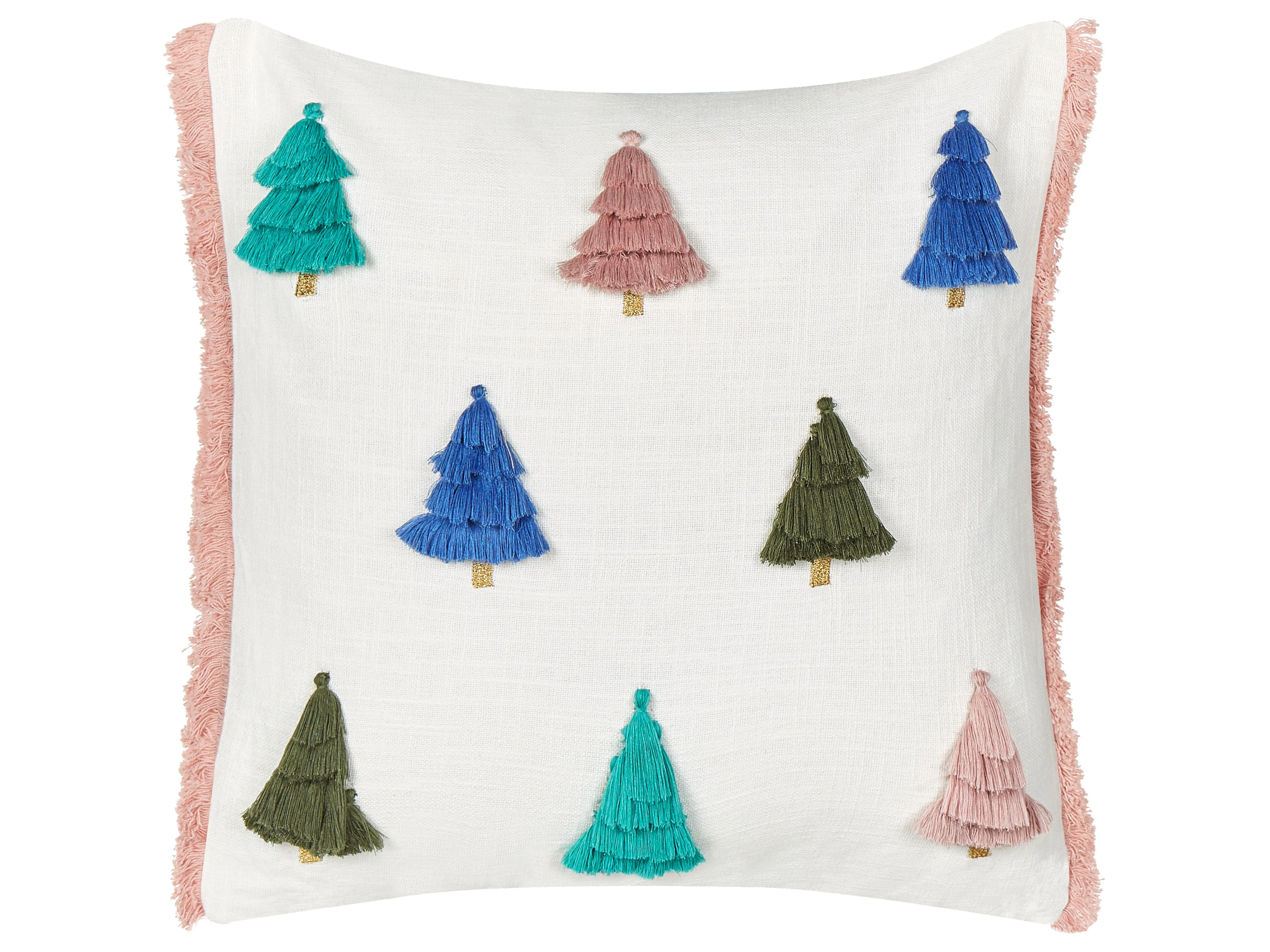 Sierkussen SKIMMIA Katoen 45 x 45 cm Wit kerstmotief