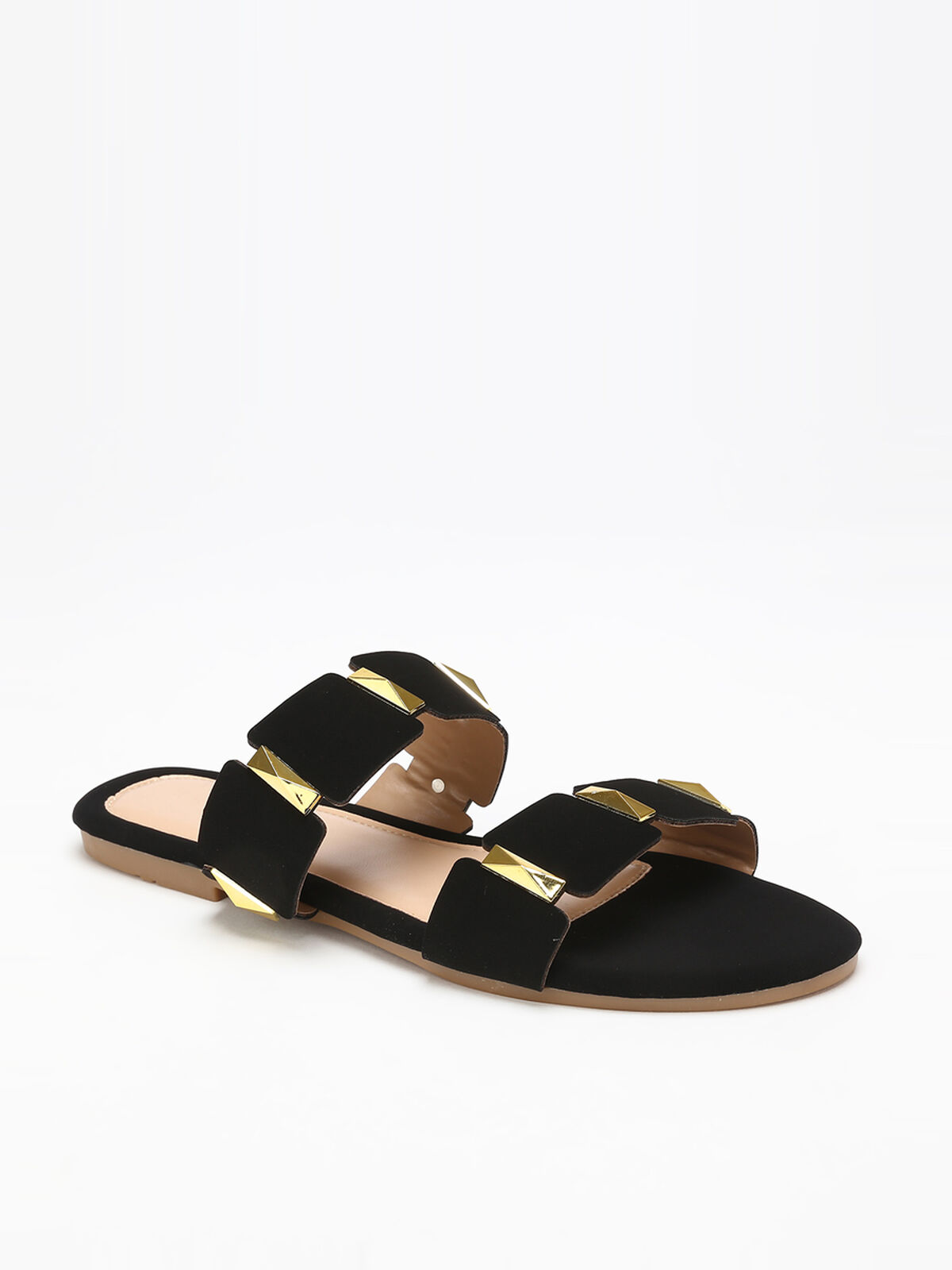 Mules à double brides et détails- Noir