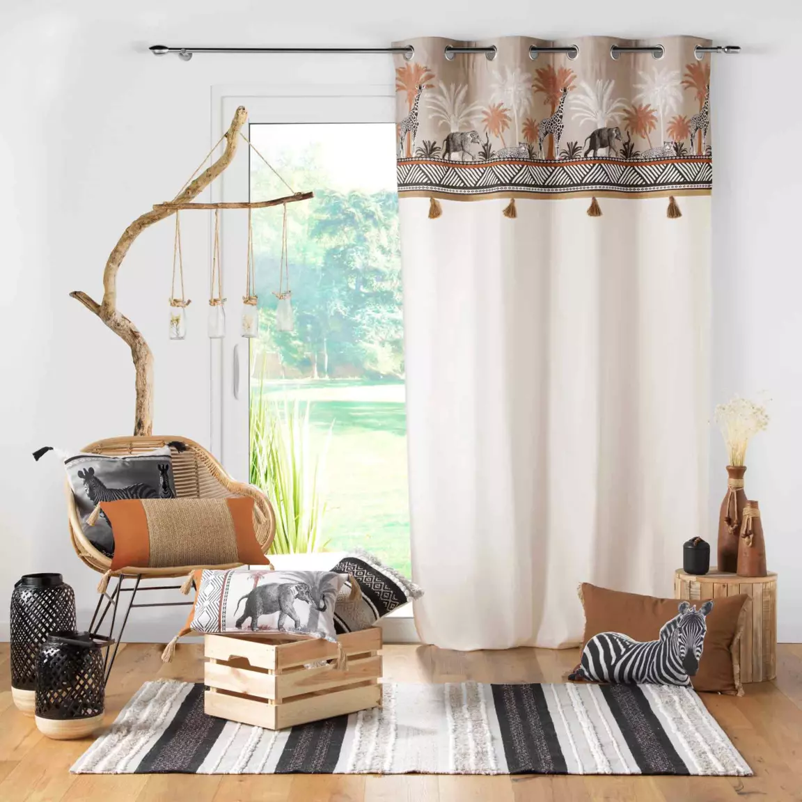 Rideau coton (140 x 240 cm) Kenya lodge Taupe