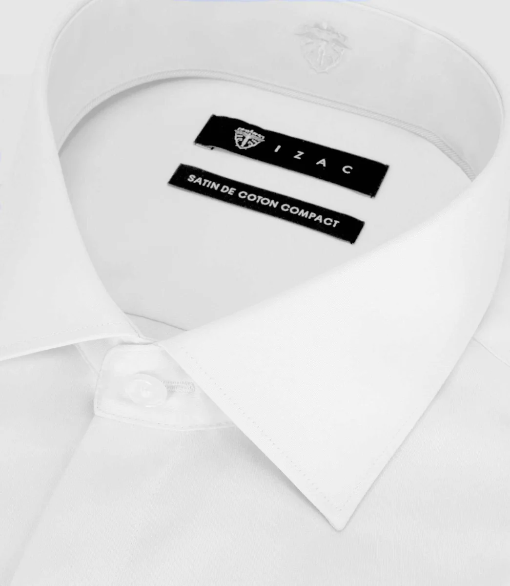 Chemise slim en satin de coton blanc SATINCACH