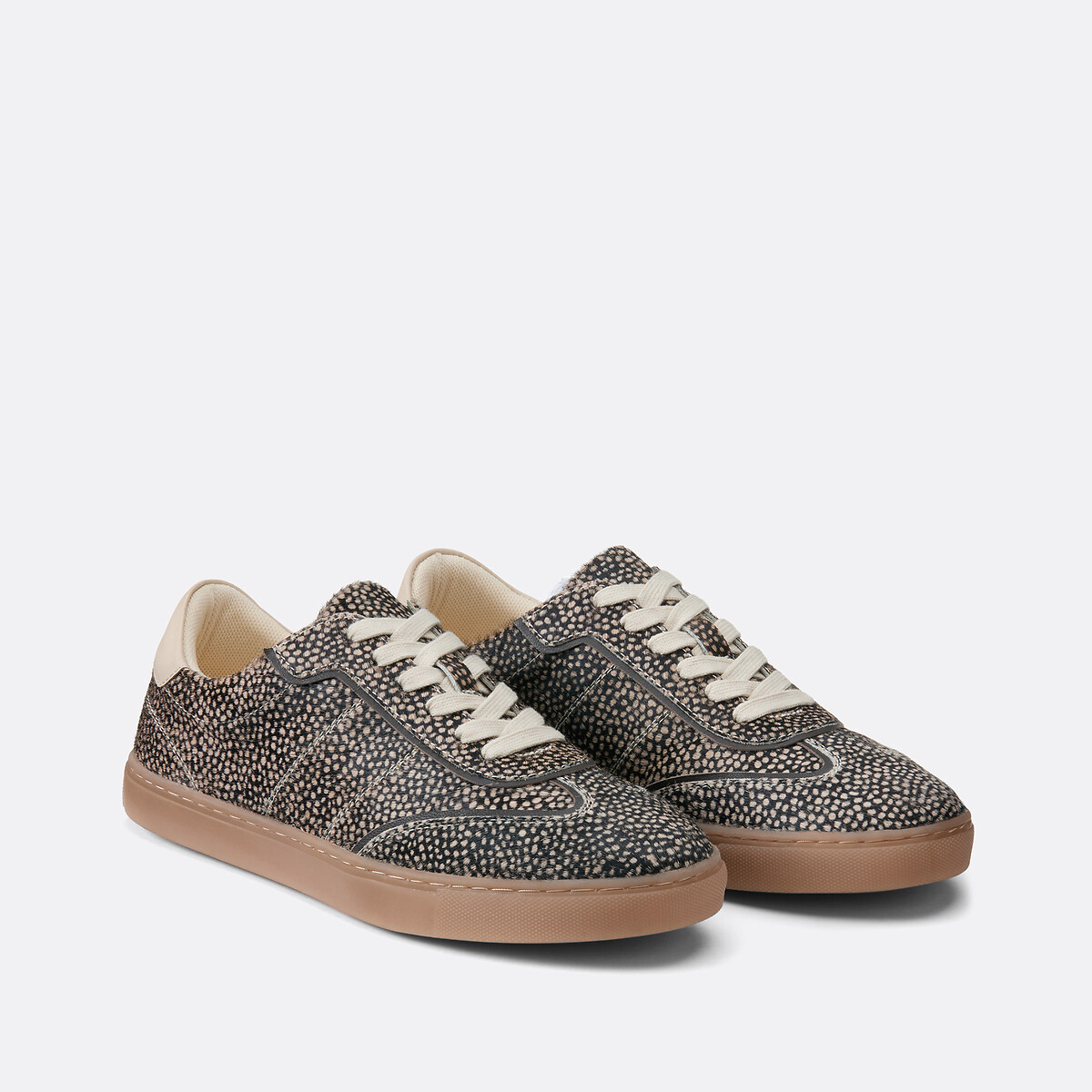 COLEÇÕES LA REDOUTE<br>Tênis retrô de couro com estampa animal
