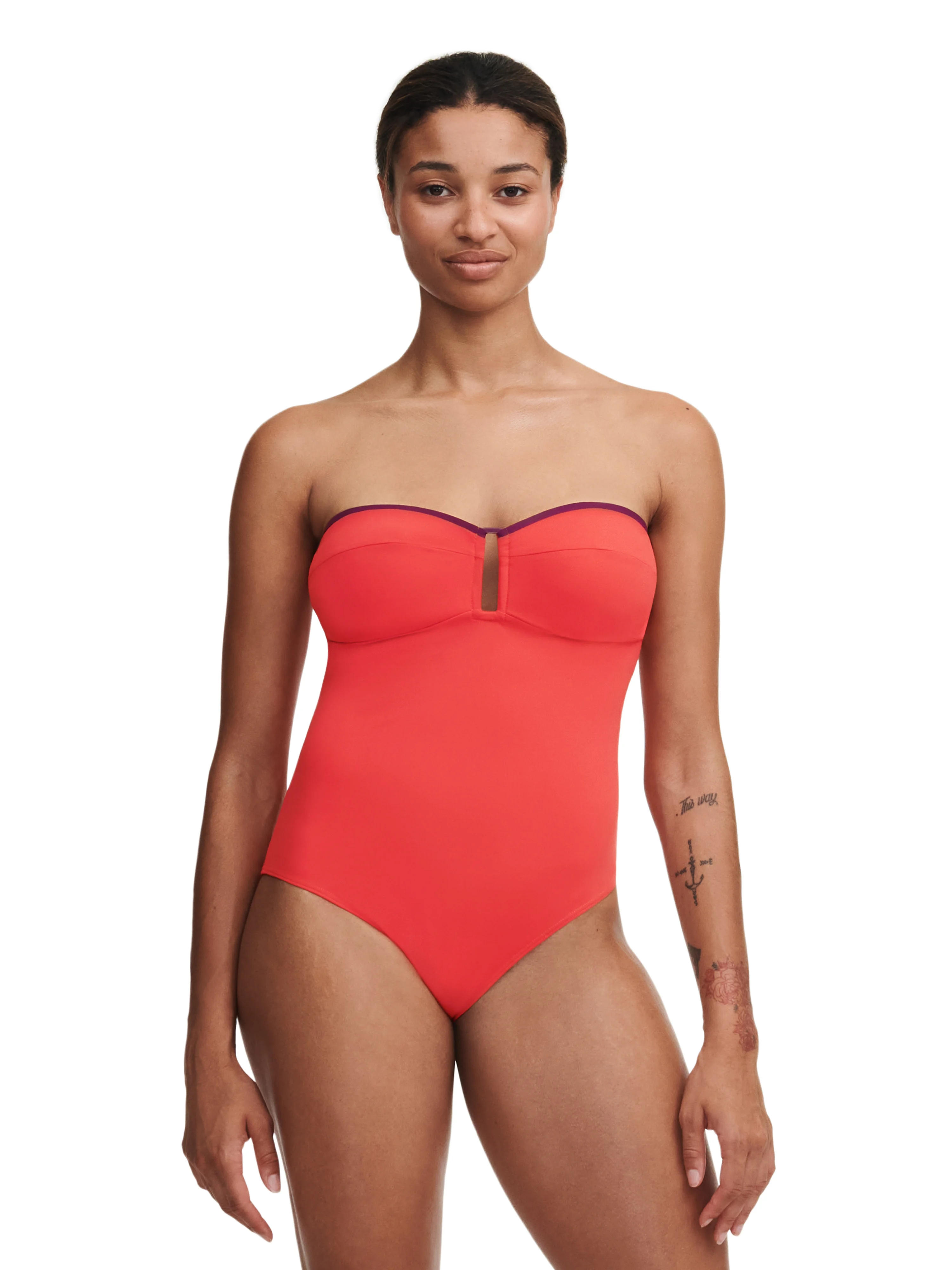AUTHENTIC - Maillot de bain 1 pièce sans armature bandeau bretelles amovibles | Multicolore