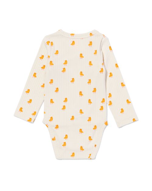 body croisé évolutif côtelé nouveau-né avec bambou stretch canetons blanc cassé