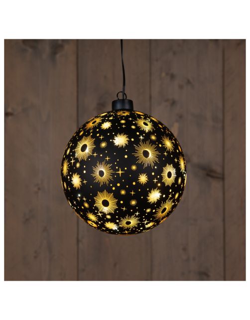 Anna's Collection Glasbal Kosmos - Kerstverlichting - 15 cm Zwart Goud