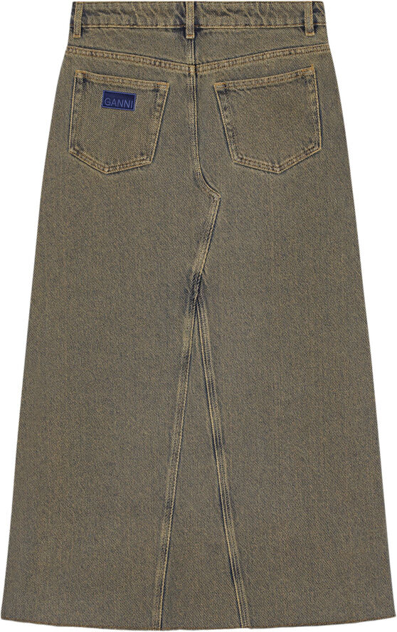 Ganni Overdyed Heavy Denim Maxi Skirt Shitake
