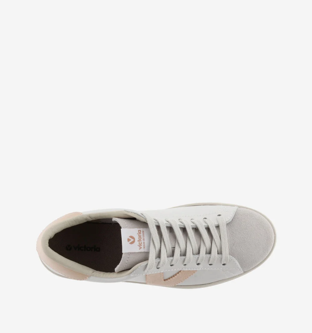 BERLÍN CUIR & CUIR FENDU Baskets blanches unisexes en cuir POMELO