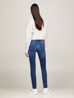 Calça jeans skinny desbotada de cintura baixa Sophie