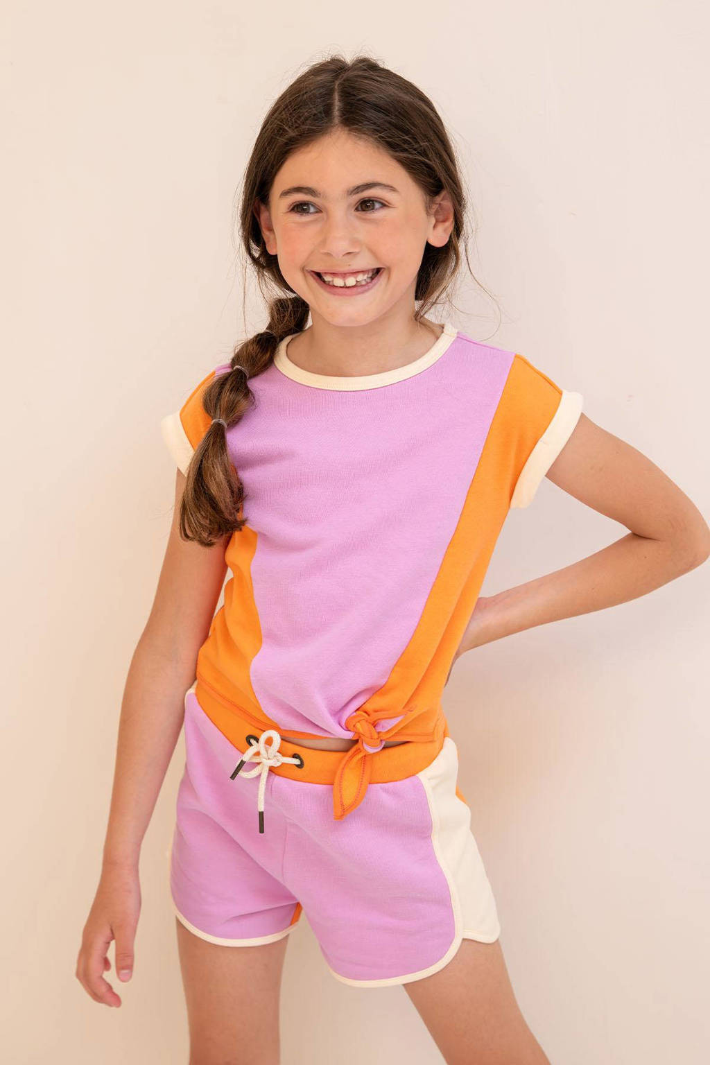 Like Flo loose fit casual short lila/oranje
