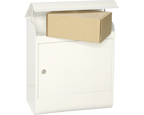 MEFA pakketbox, gepoedercoat staal, BxHxD 430/515/255 mm, Magnum 495, verkeerswit RAL 9016, glanzend, toegang aan de voorzijde