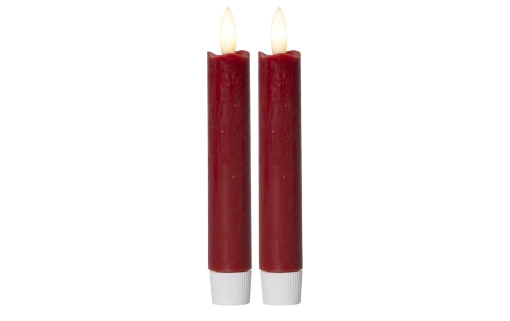 LED-Stabkerzen Set Dinner Flamme Ø 2.1 x 15 cm, Rot, 2 StkLED Kerze aus Wachs