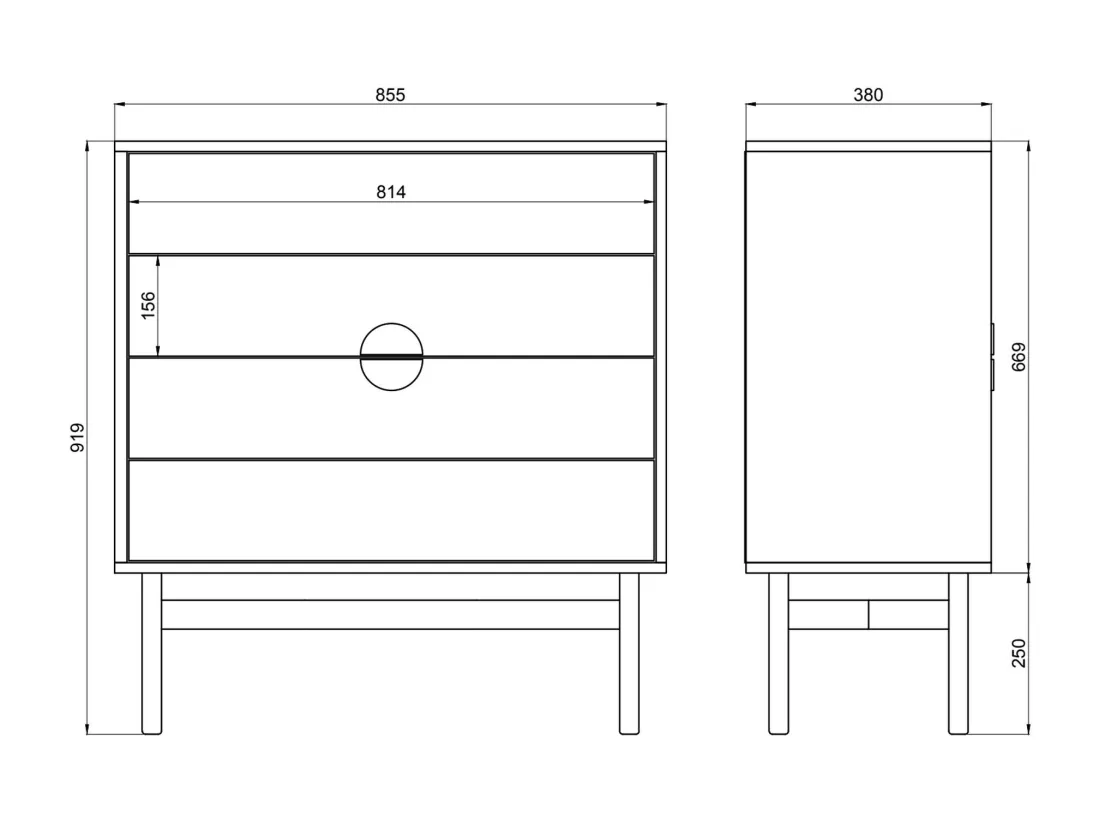 Commode à tiroirs - 85 cm - blanc - STOON