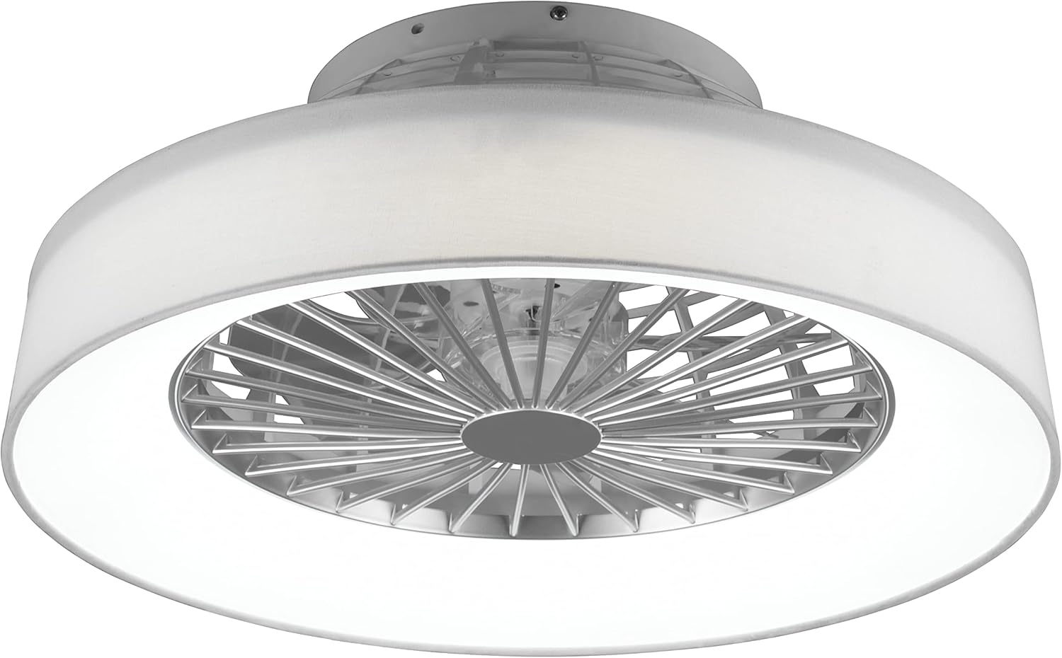 Reality Leuchten LED Deckenleuchten-Ventilator Farsund R62662101, Stoffschirm Weiß, inkl. 26 Watt LED, Ventilator 40 Watt