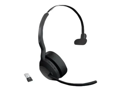 Jabra Evolve2 55 MS Mono - Headset - på øret - Bluetooth - trådløs - aktiv støjfjerning - USB-A via Bluetooth adapter - sort - Zoom Certified, Cisco Webex Certified, Tencent Meeting Certified, Alcatel-Lucent Certified, Avaya Certified, Unify Certifie