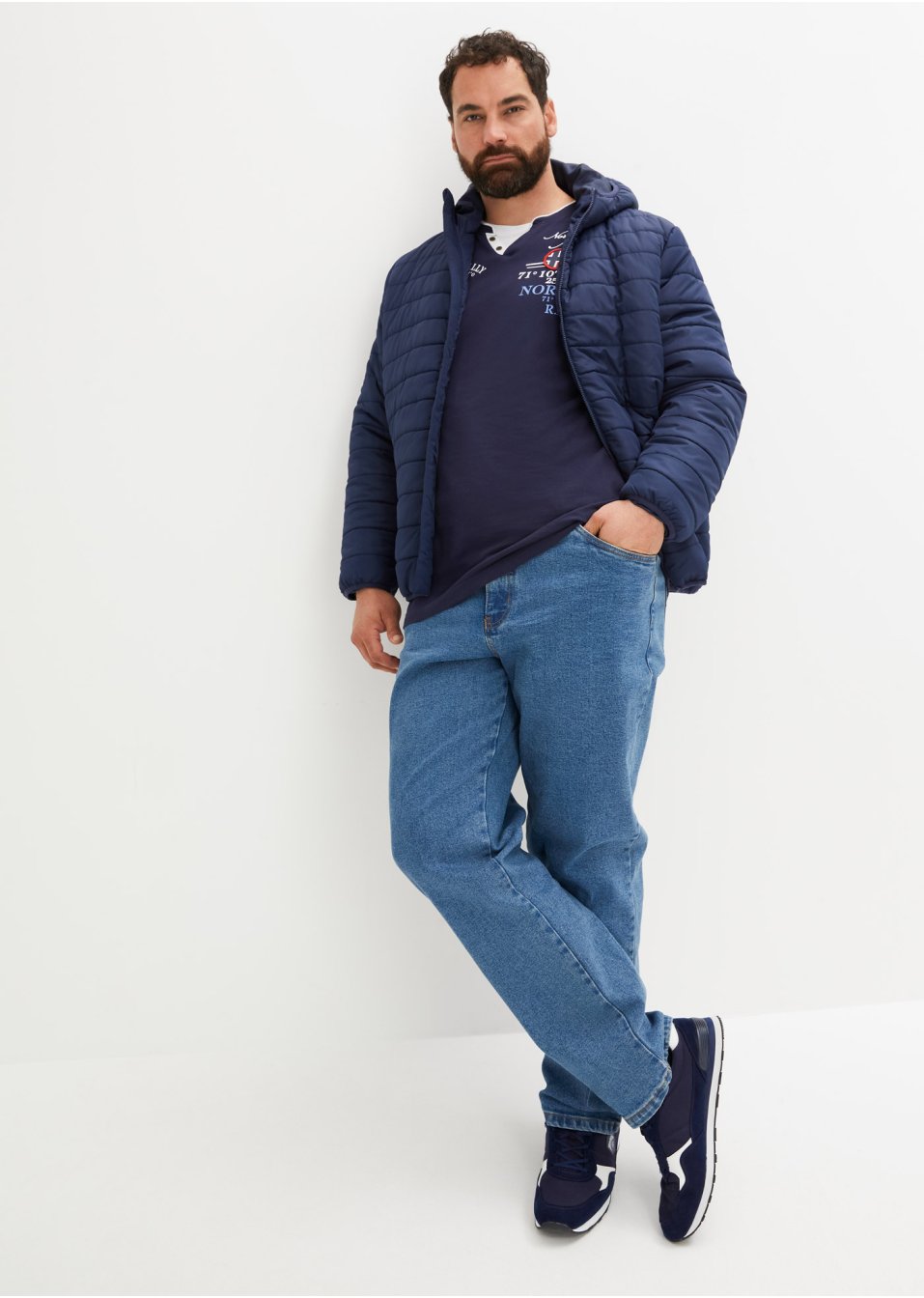 T-shirt col Henley à imprimé, manches longues