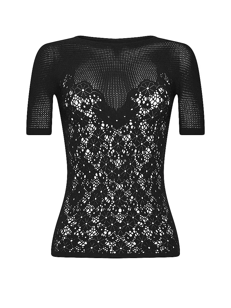 WOLFORD T-Shirt FLOWER LACE schwarz