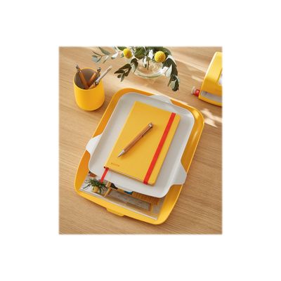Leitz Cosy - Corbeille à courrier plastique avec organiseur de bureau - jaune