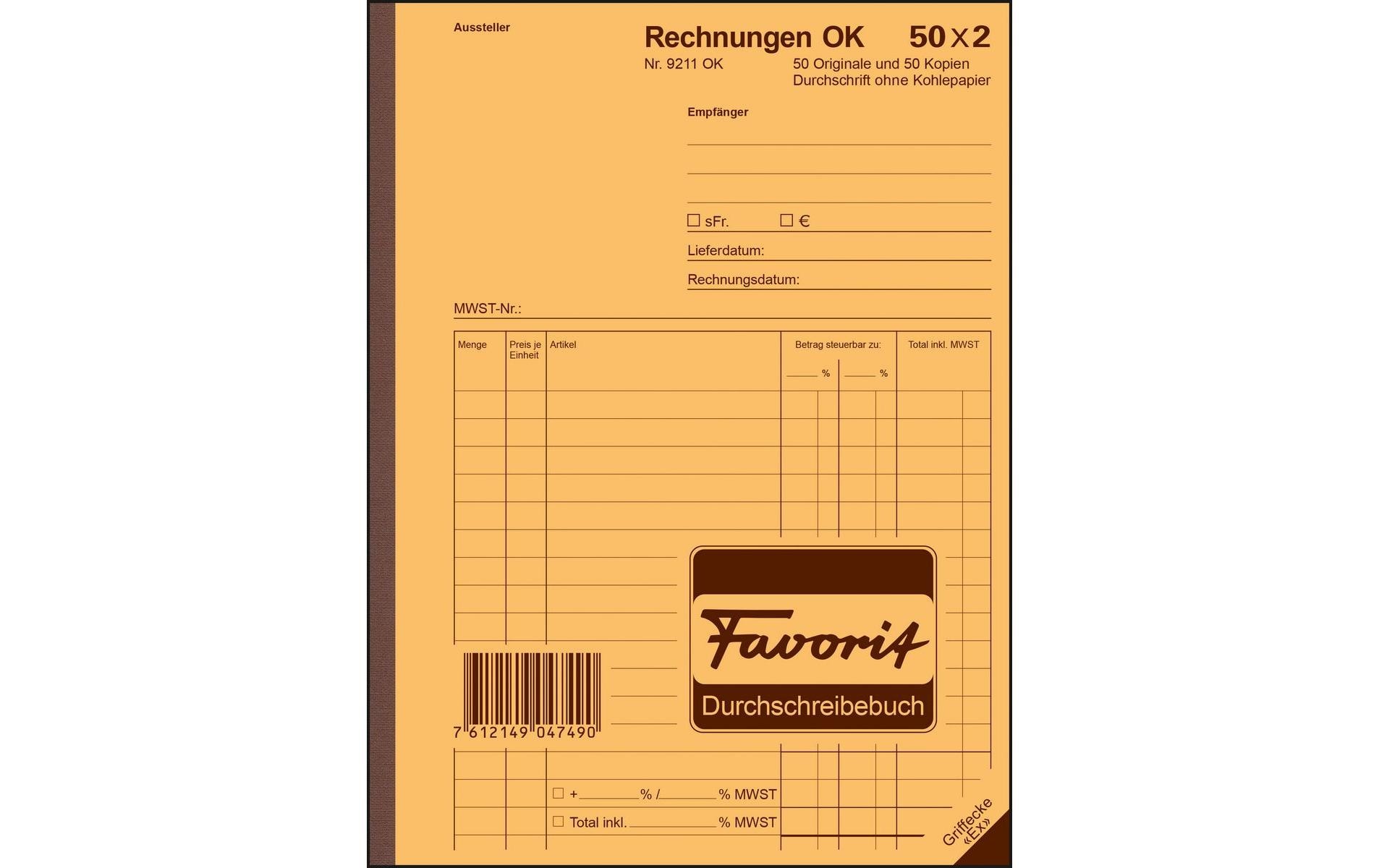 Durchschreibeblock 156 x 210 mm Rechnungen, 50 x 2 BlattBlock mit Rechnungen