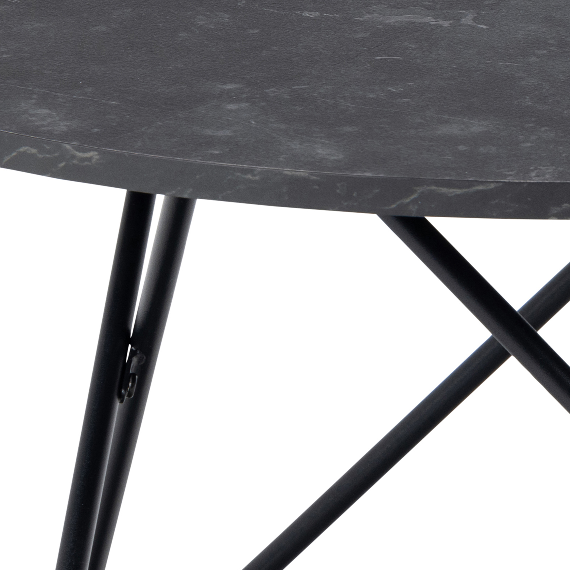Couchtisch WYRE - Marmor-Optik - schwarz matt - Ø 80 cm