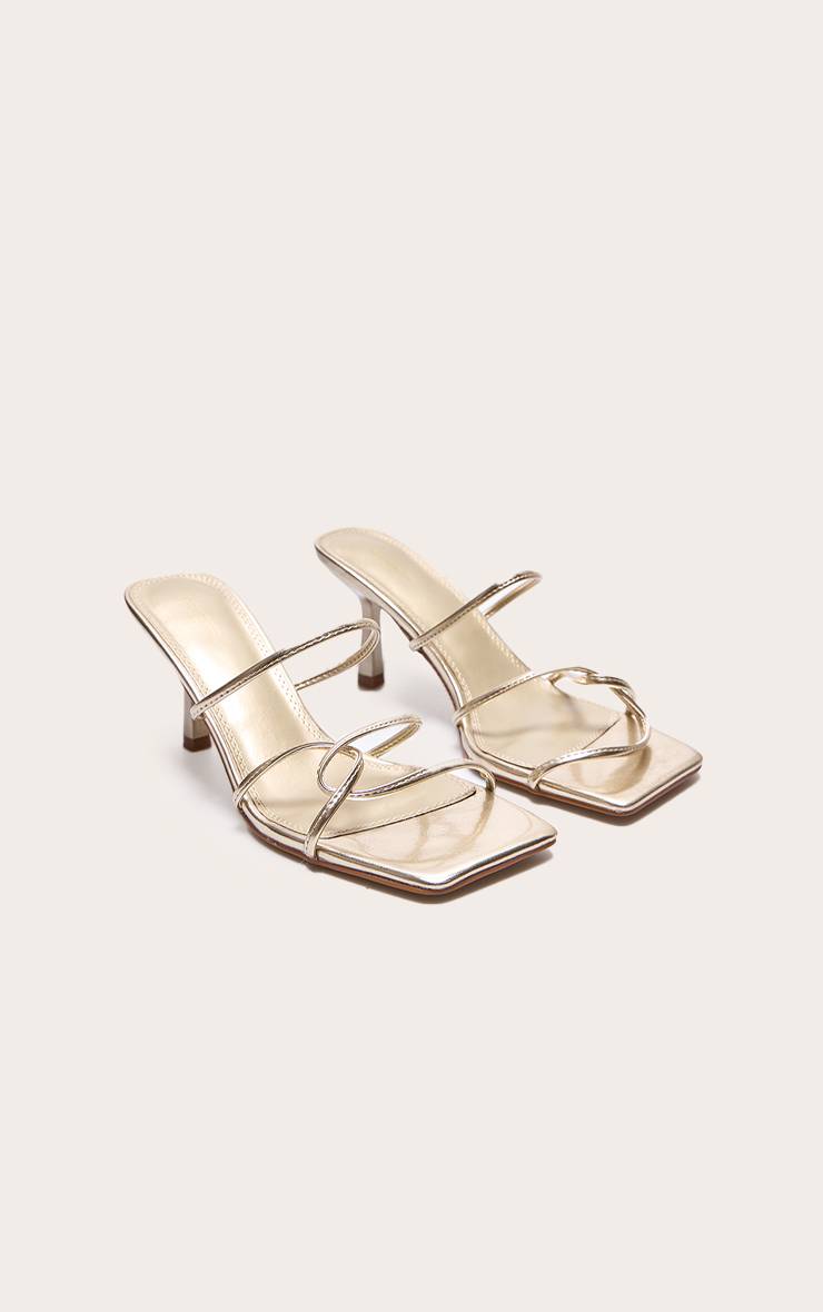 Doré Mules À Talons En SYNTHÉTIQUE Avec Brides Croisées - Coupe Large