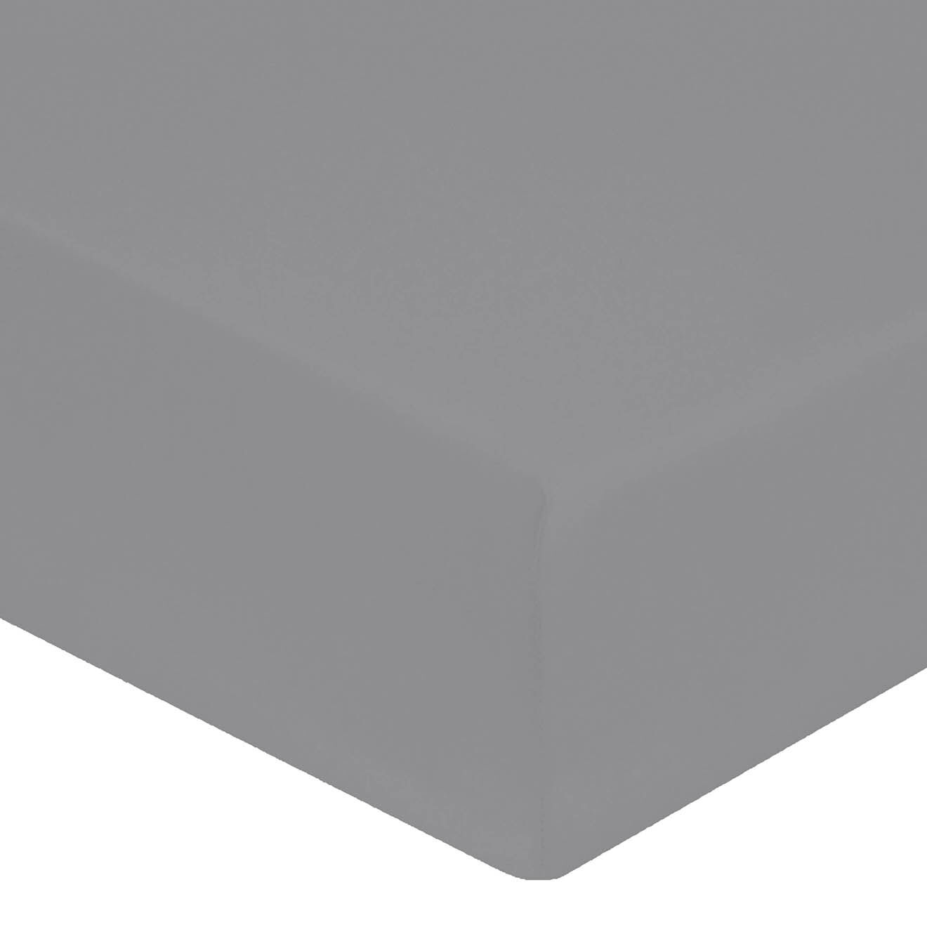 United by PDC Drap housse 100% Percale de Coton bonnet 40 cm  gris perle