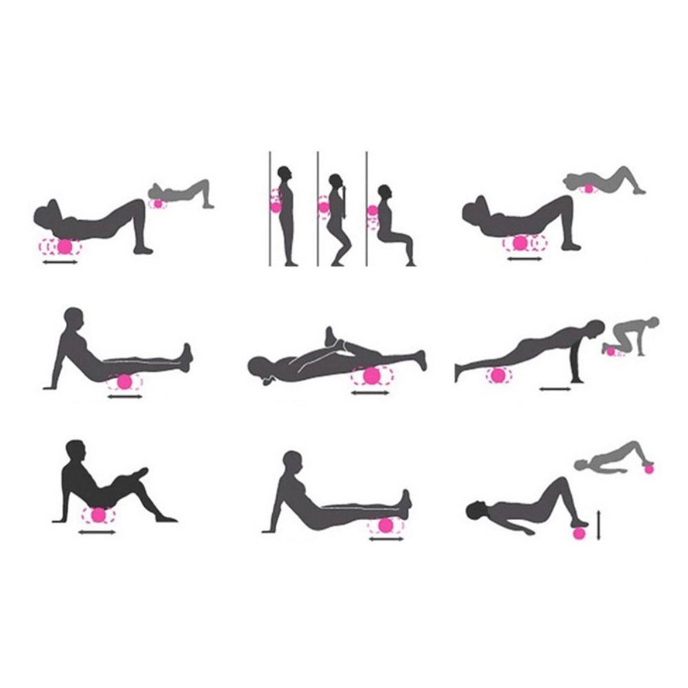 (12x6cm) Multifunktionale Faszienkugeln Fitness Massage Doppel-Ball - Schwarz