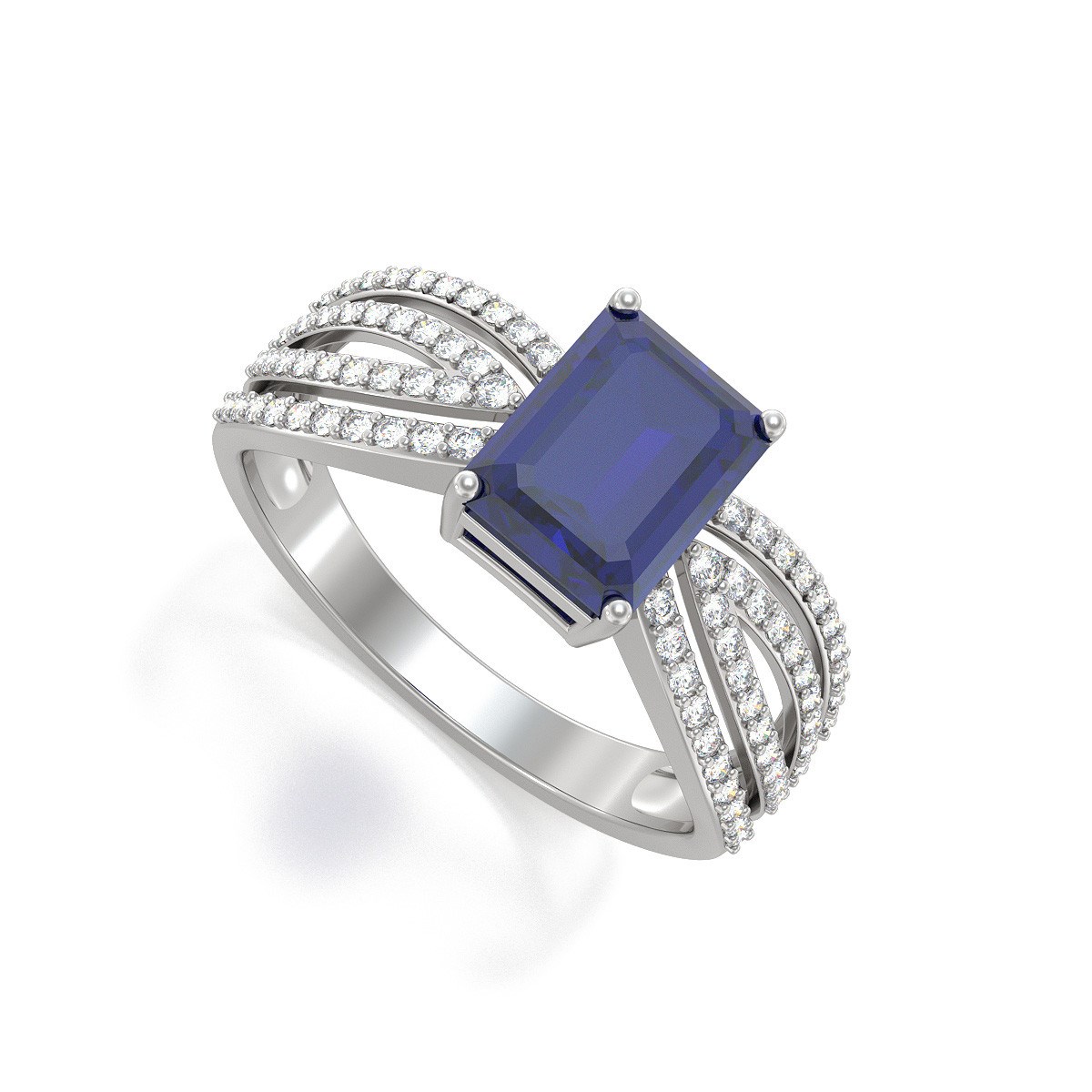 Bague ADEN Or 585 Blanc Saphir et diamants 2.97grs