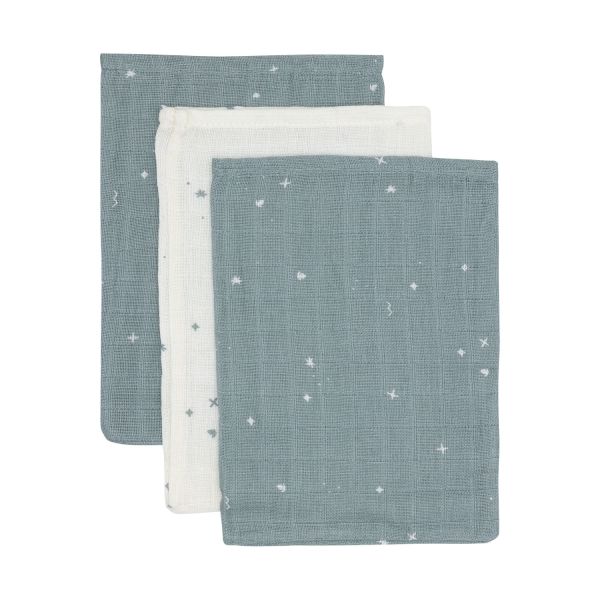 Jollein Twinkling Washandje - 3 Pack - 15 x 20 cm - Hydrofiel - Sea Green