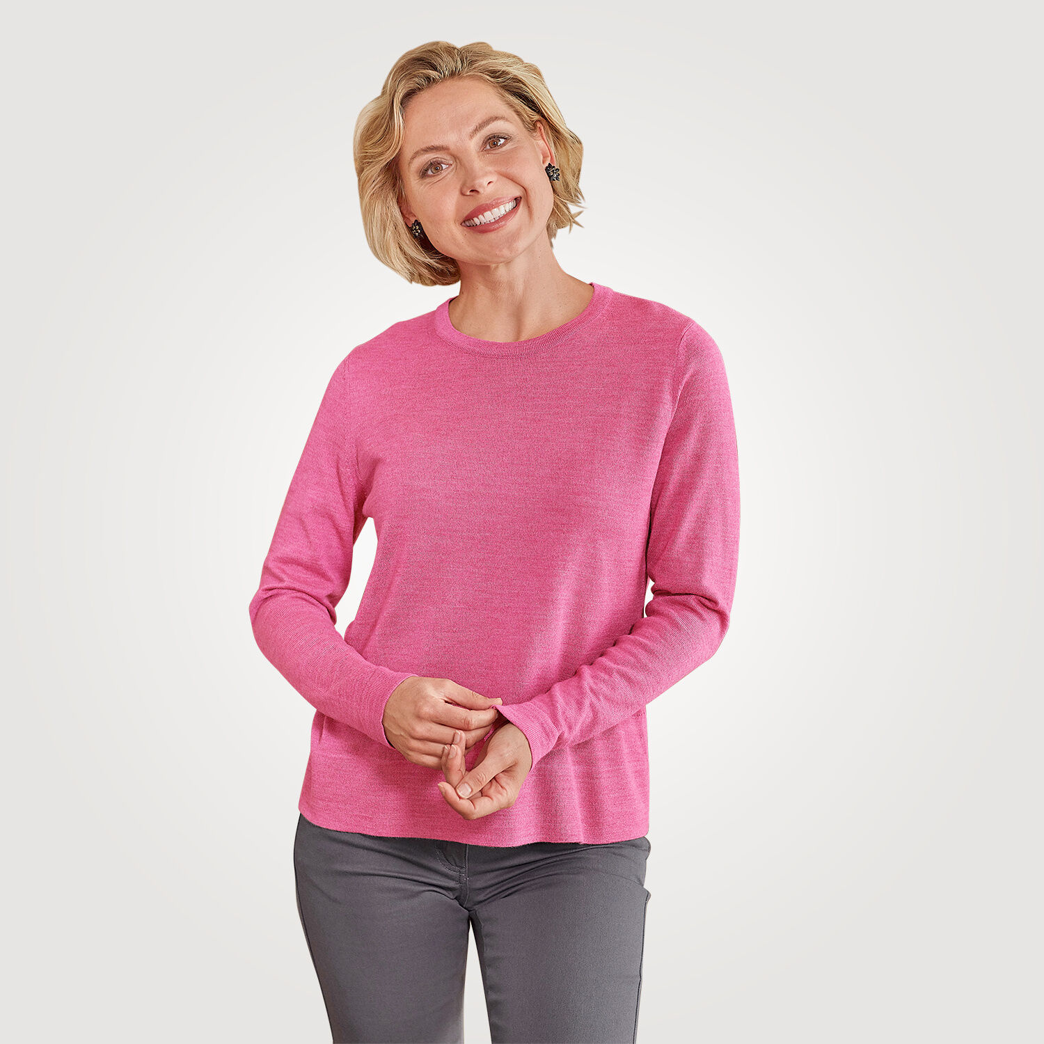 Rundhals-Pullover mit Merinowolle