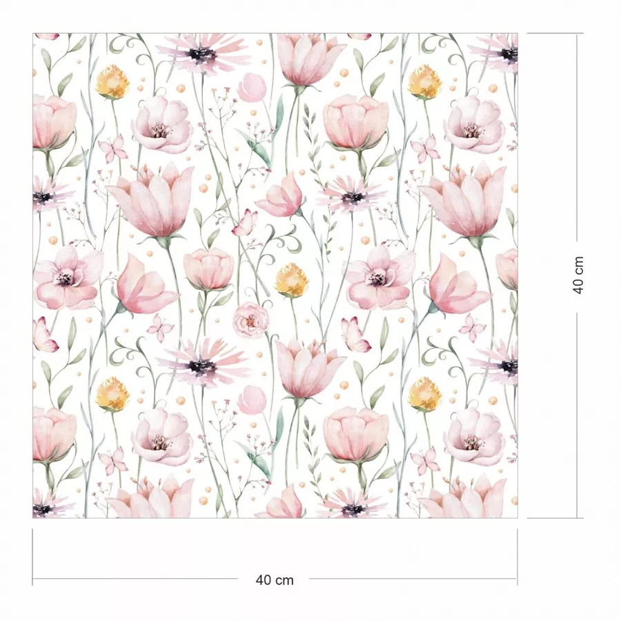 Nikima Klebefolie KF-26 selbstklebende Folie - Blumenwiese rosa bunt