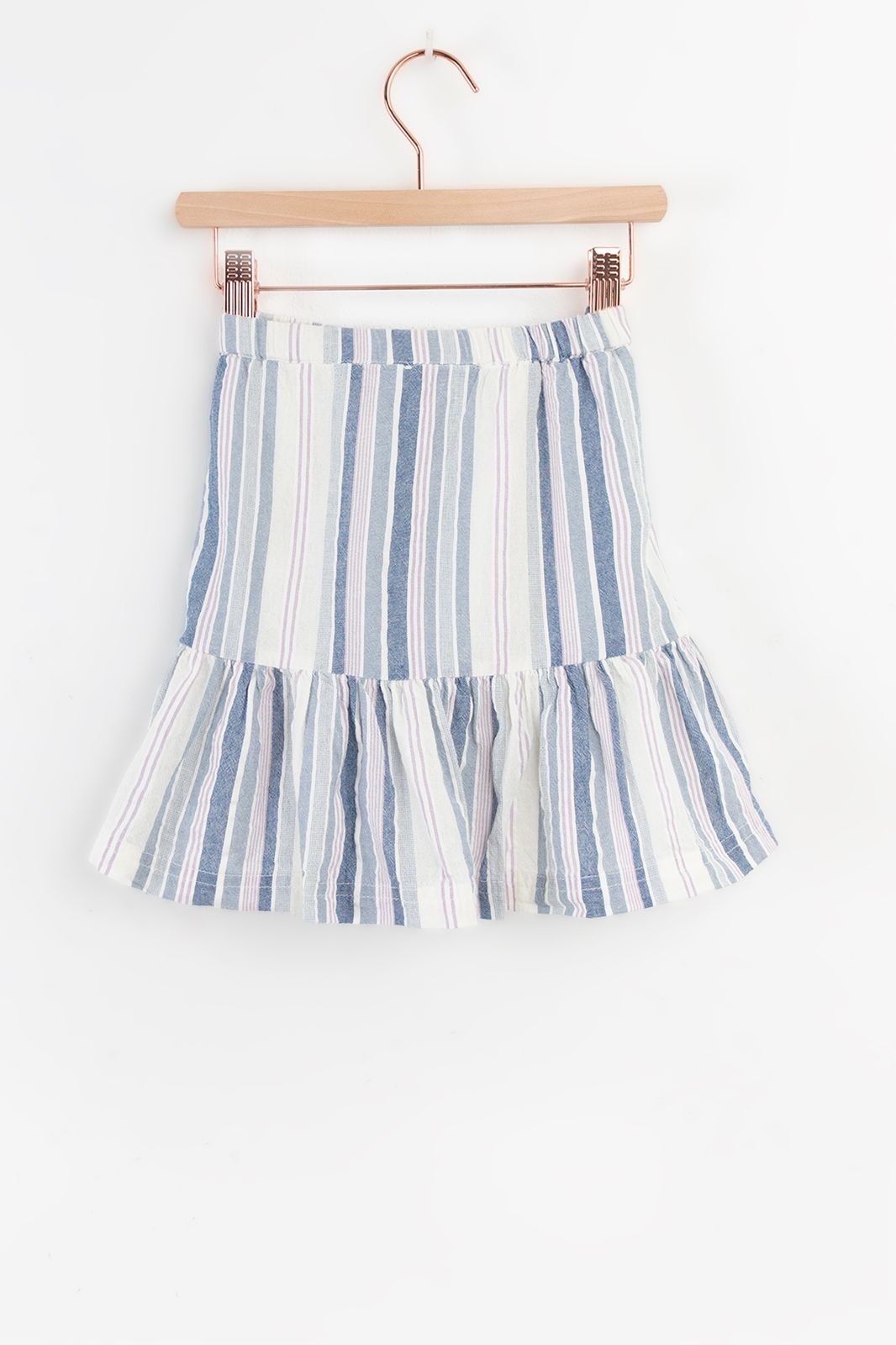 Witte ruffle rok met multicolour strepen