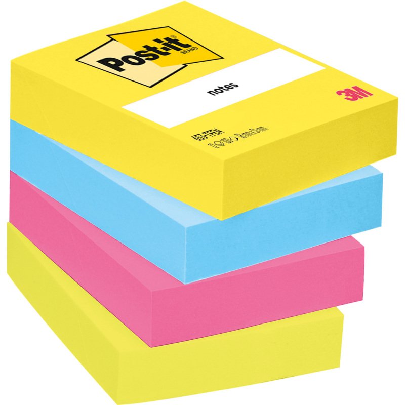 Notes repositionnables couleurs Energetic Post-it - bloc de 100 feuilles = Pour l'achat 12 notes repositionnables, 1 sachet de M&M OFFERT