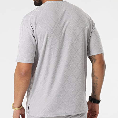 Ensemble Tee Shirt Oversize A Poche Poitrine Et Short Jogging PP6001-6002 Gris