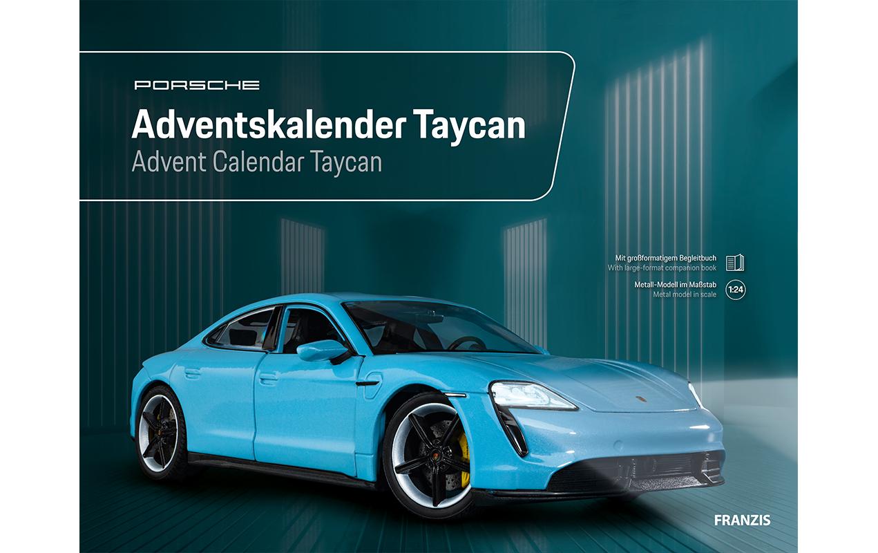 Adventskalender Porsche Taycan 1:24, Deutsch/Englisch<br>Auto Modellbausatz Adventskalender